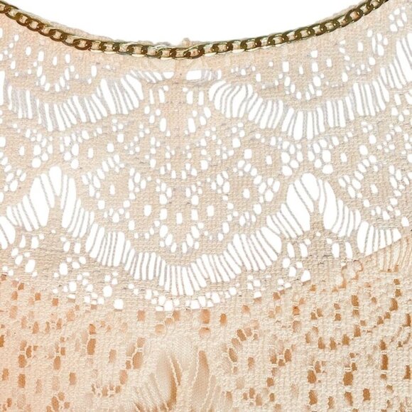 Jessica Simpson Size 10 Pastel Peach Lace Dress With Tie Waist & Keyhole Closure - Picture 9 of 10